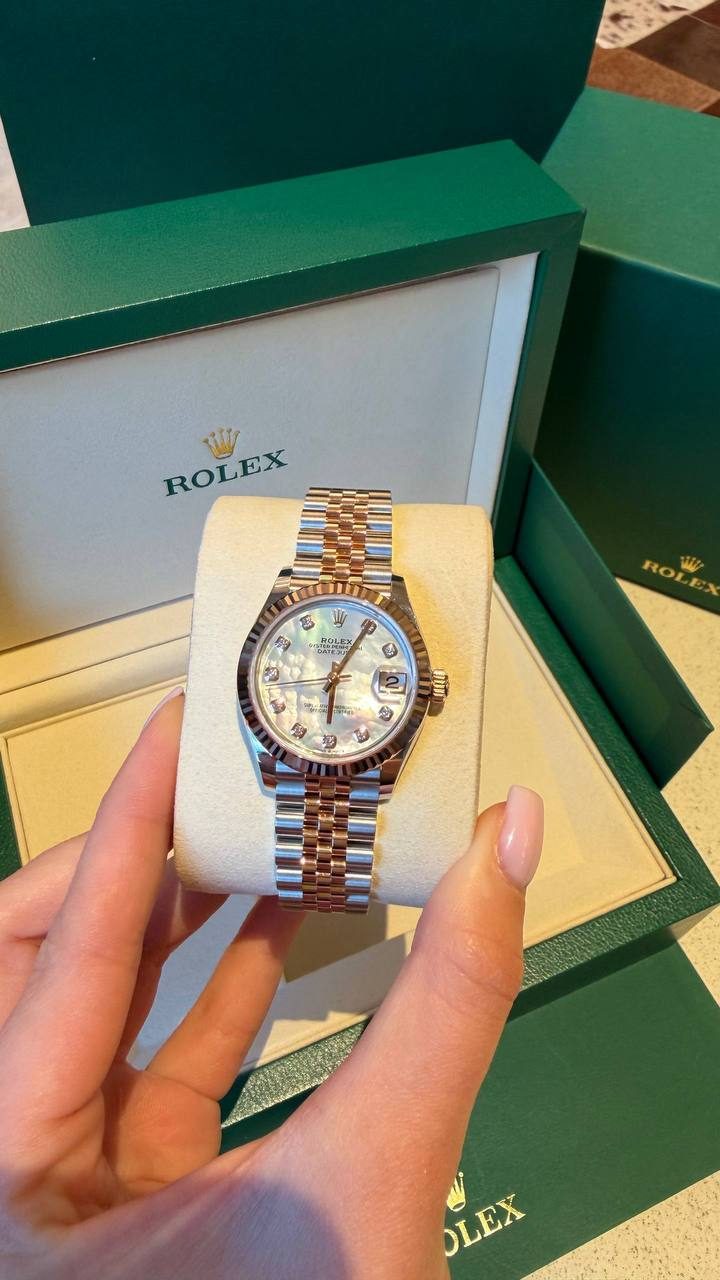 ROLEX Datejust 31 (Everose Rolesor, перламутровий циферблат, діамантові мітки) — фото 2